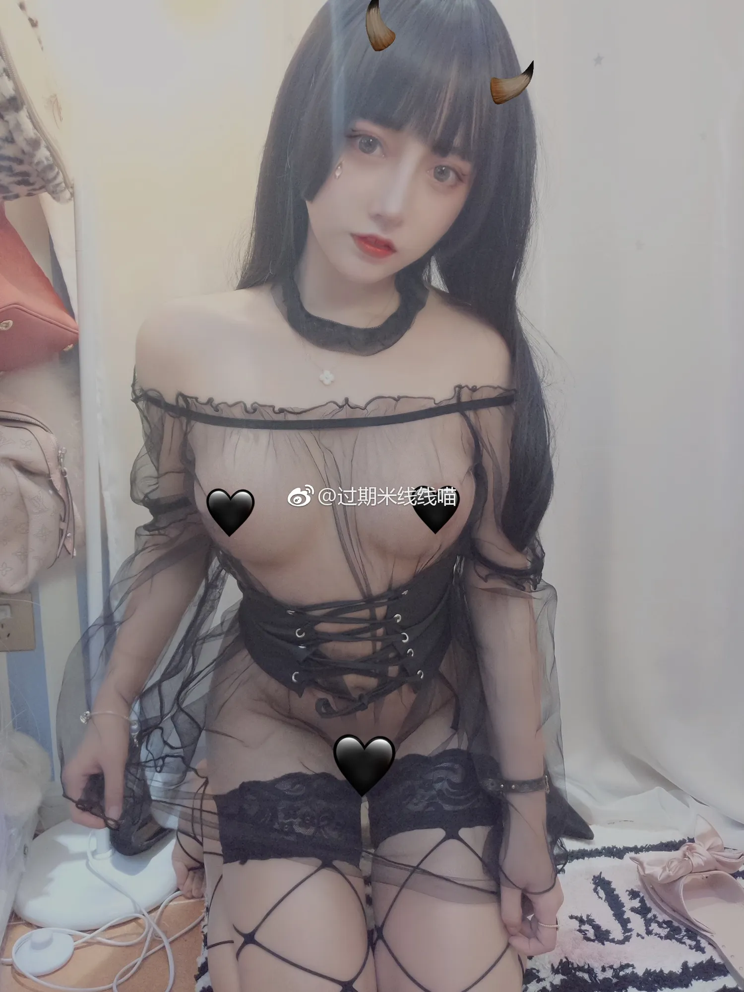 过期米线线喵 – NO.011 黑纱 NO.0000
