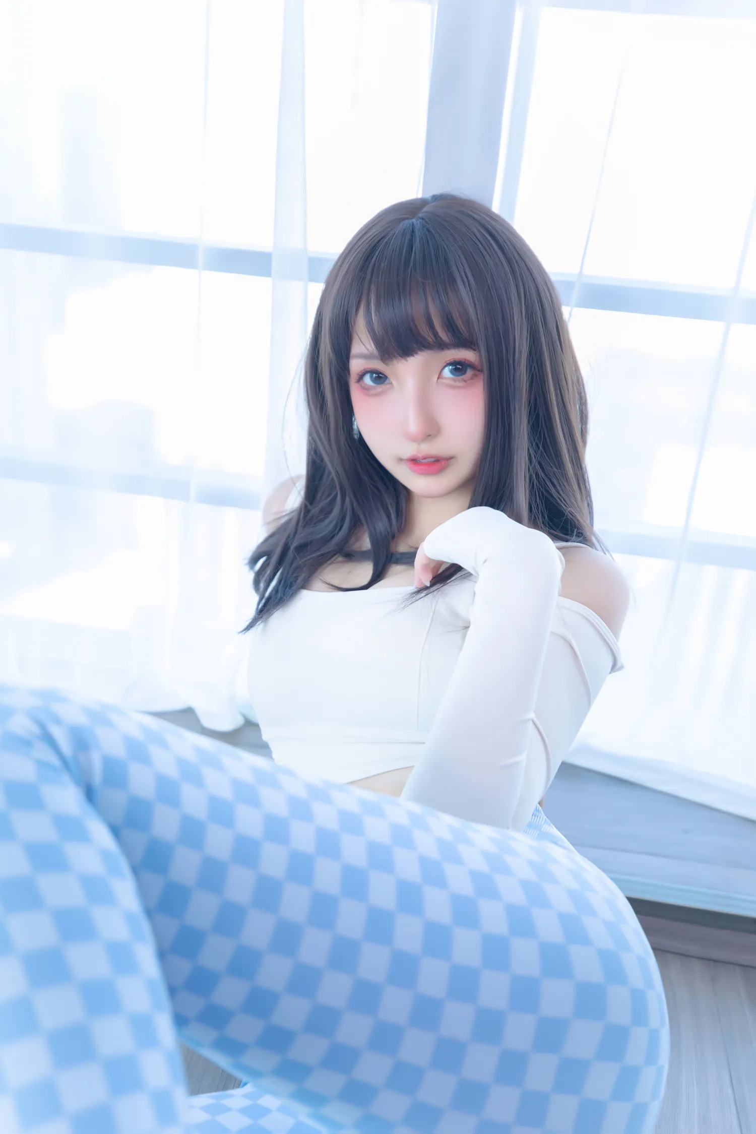 神楽坂真冬 NO.091 蓝白格 NO.0000