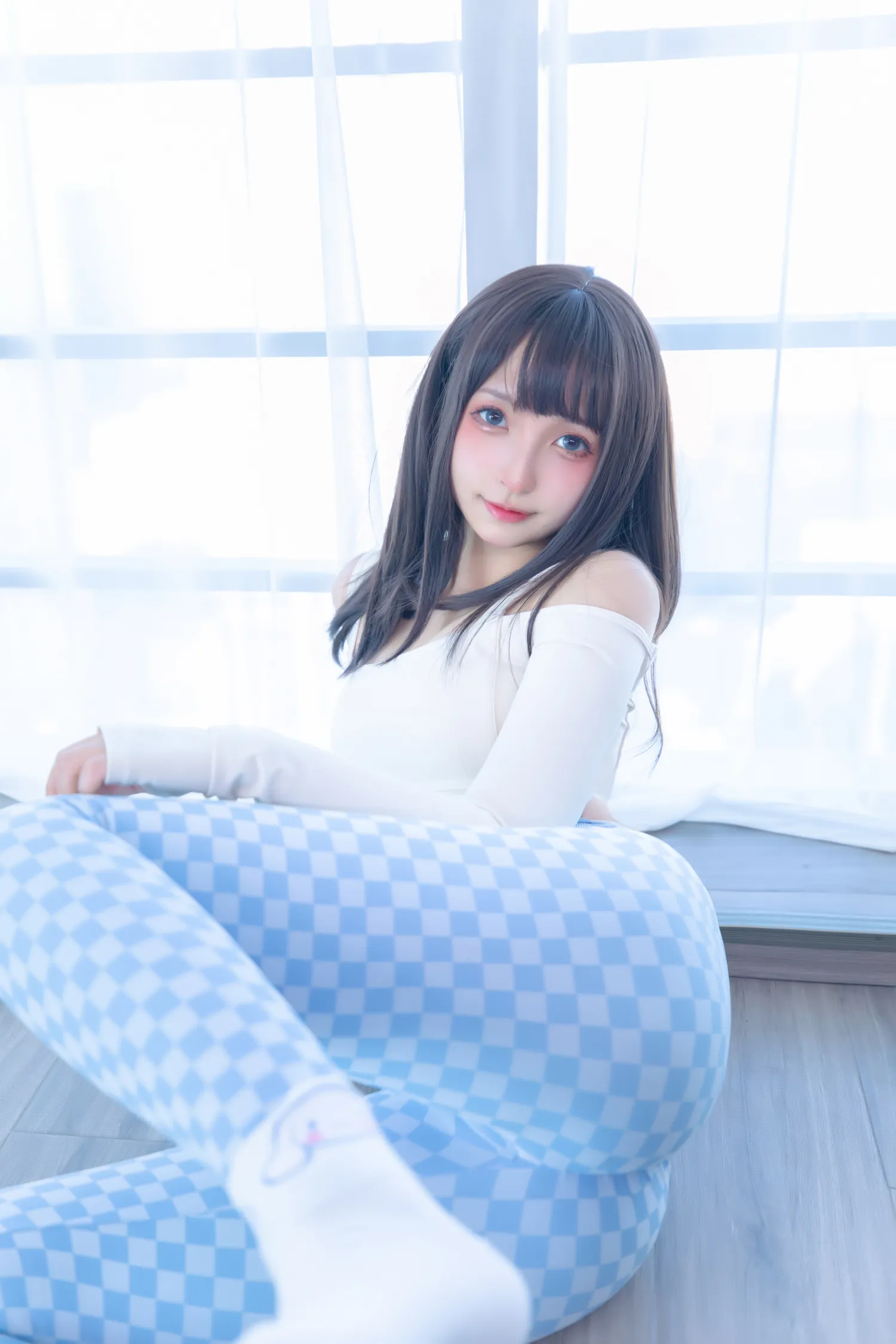 神楽坂真冬 NO.091 蓝白格 NO.0000
