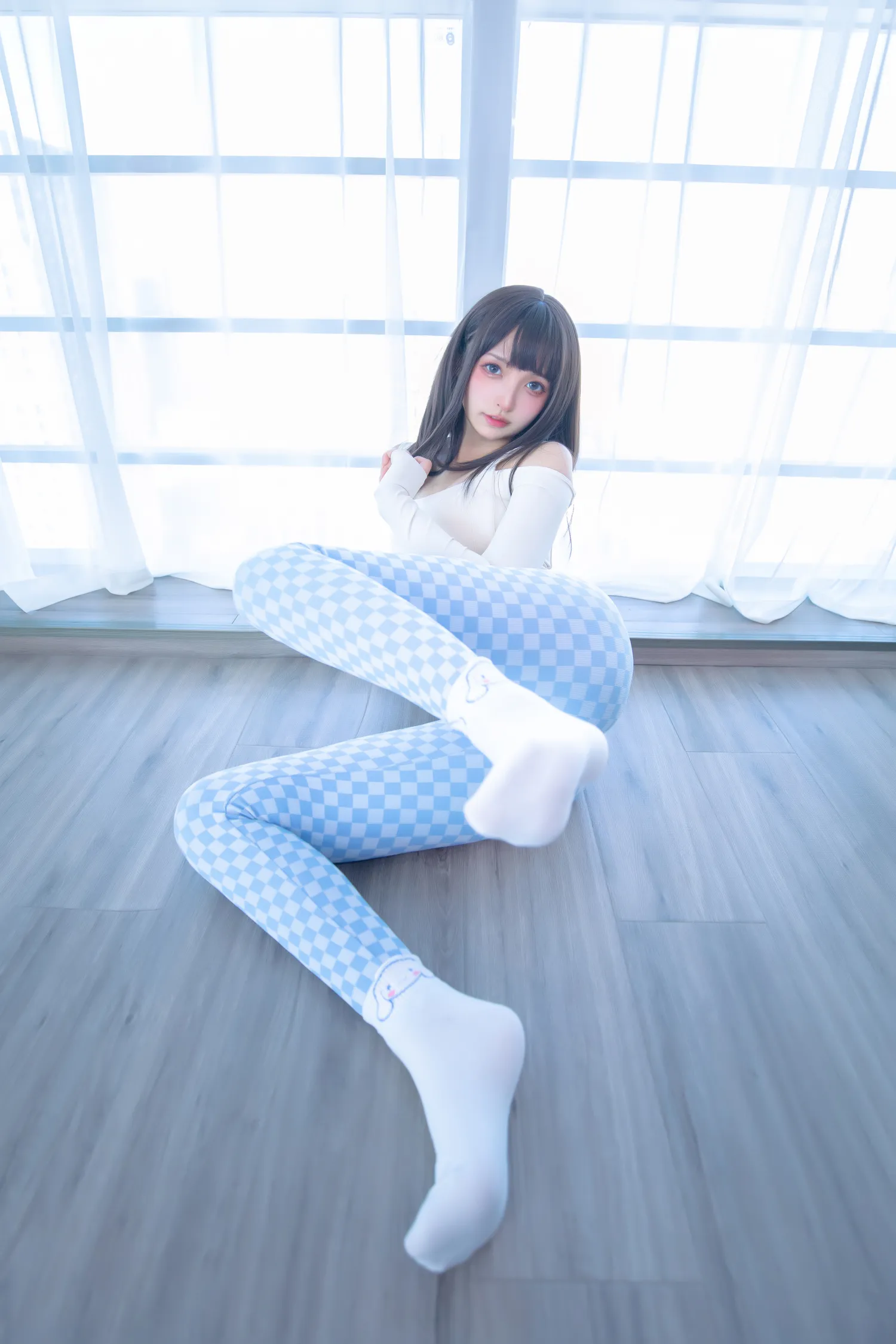 神楽坂真冬 NO.091 蓝白格 NO.0000