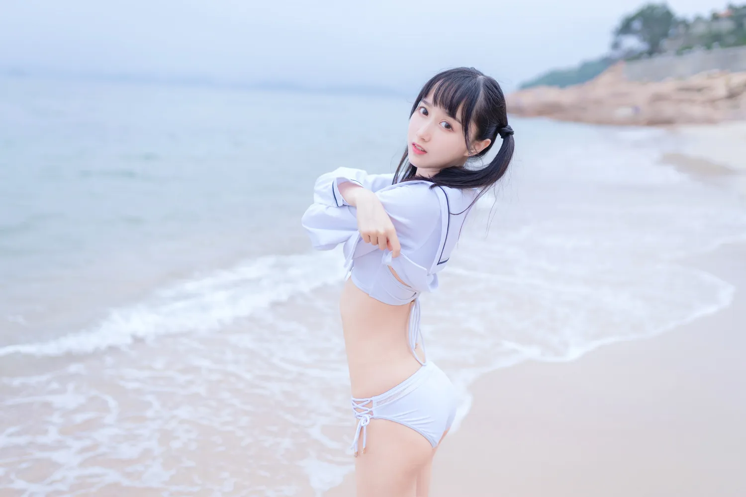 木绵绵 NO.037 海边白色比基尼 NO.0000