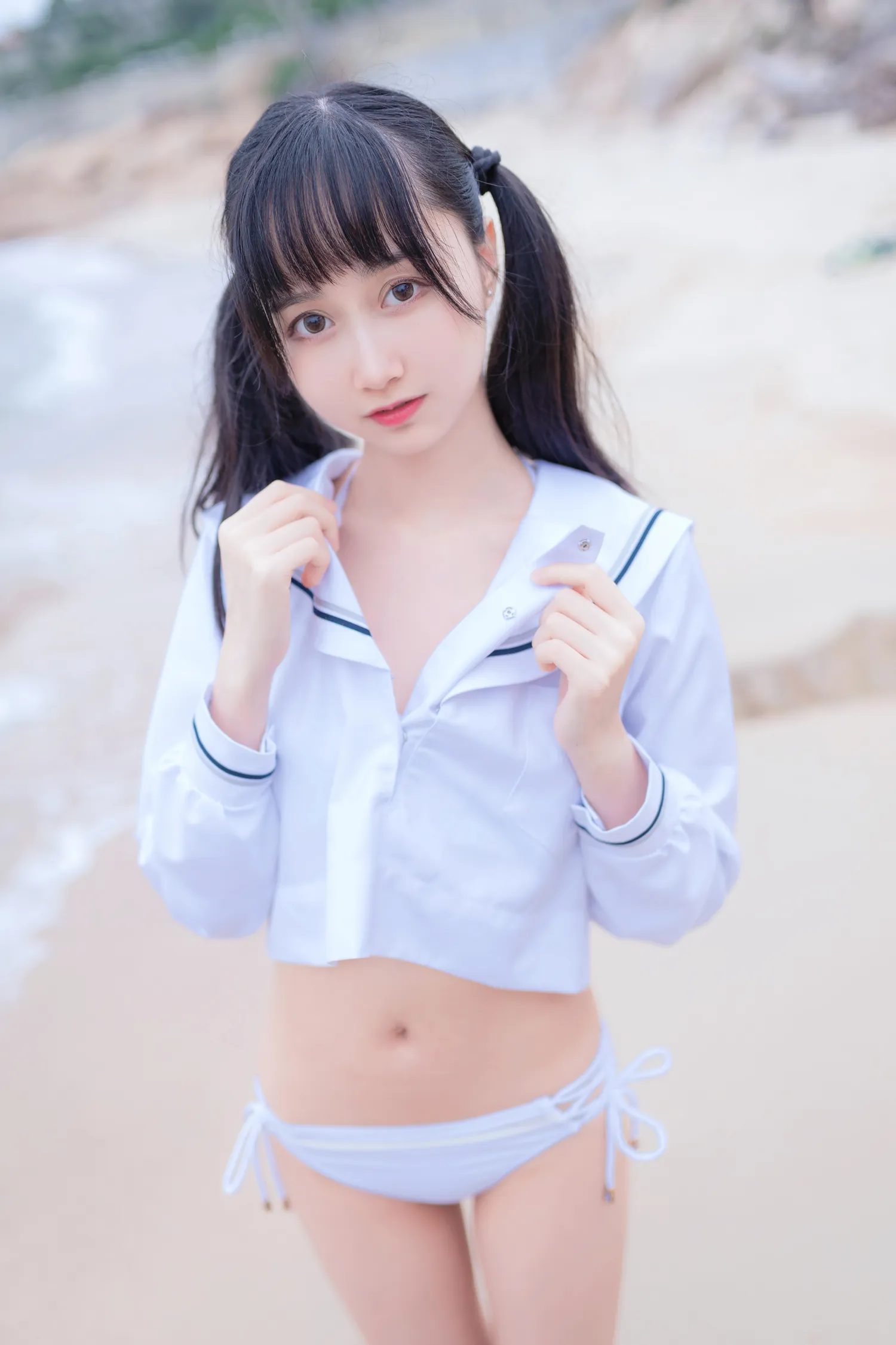木绵绵 NO.037 海边白色比基尼 NO.0000
