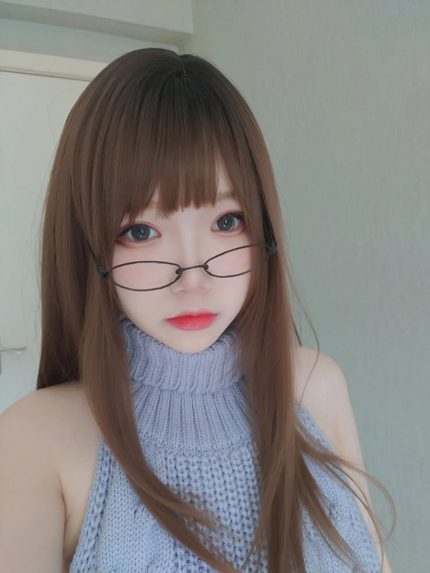 雪晴Astra NO.007 黑丝漏背毛衣 NO.0000