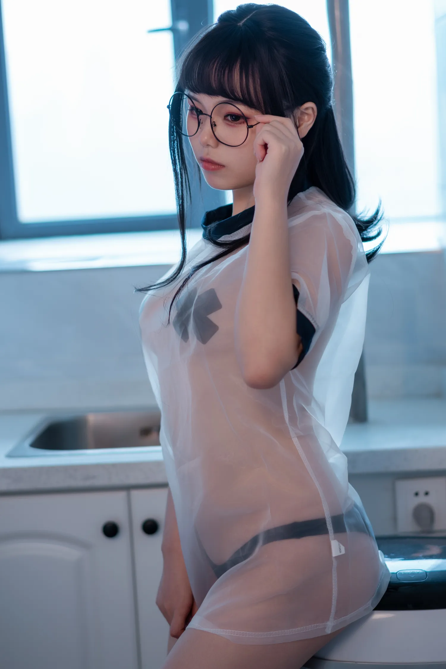 七月喵子 NO.009 喝酸奶的眼镜娘 NO.0000