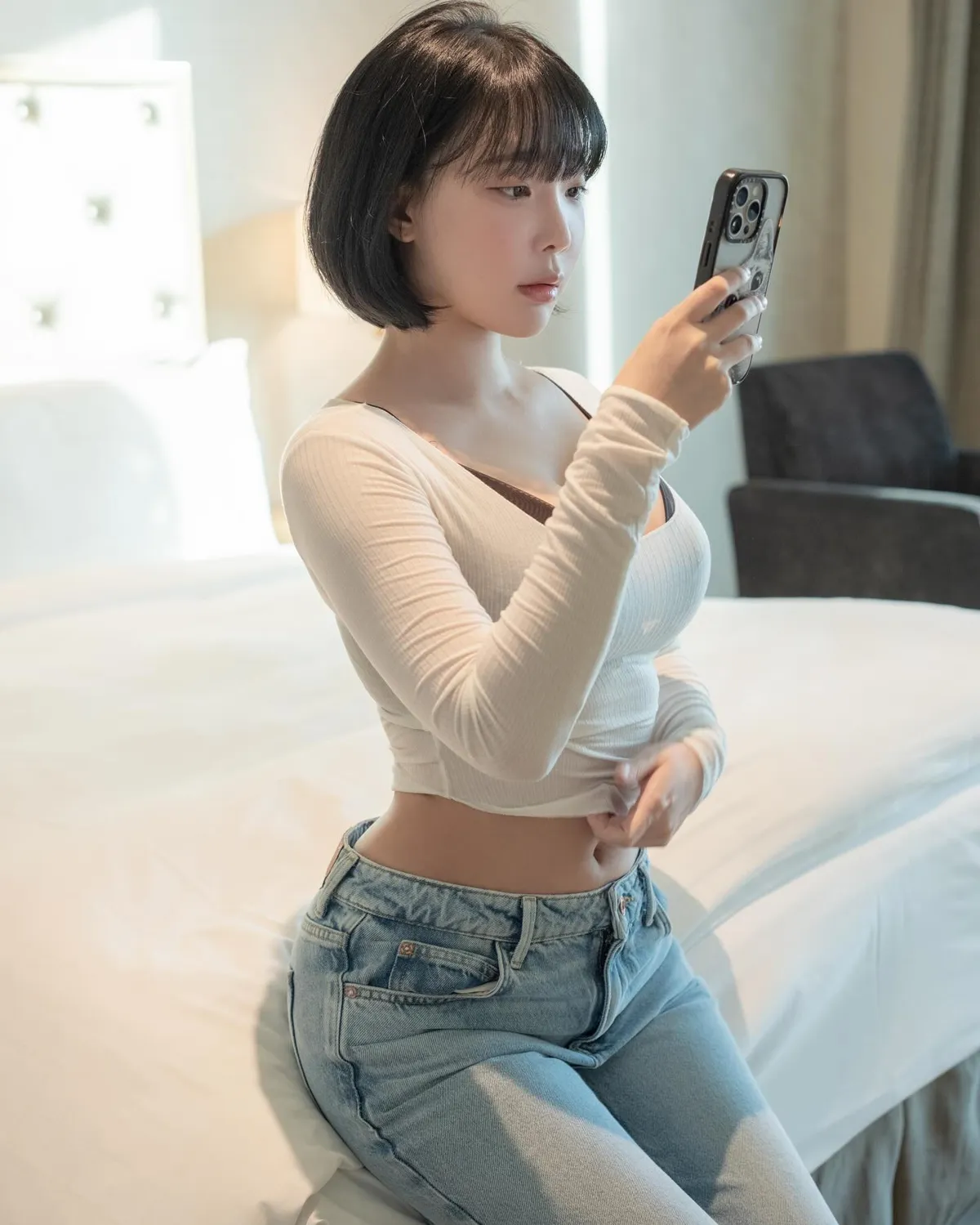 姜仁卿 NO.106 White T Shirt and Jeans Concept NO.0000