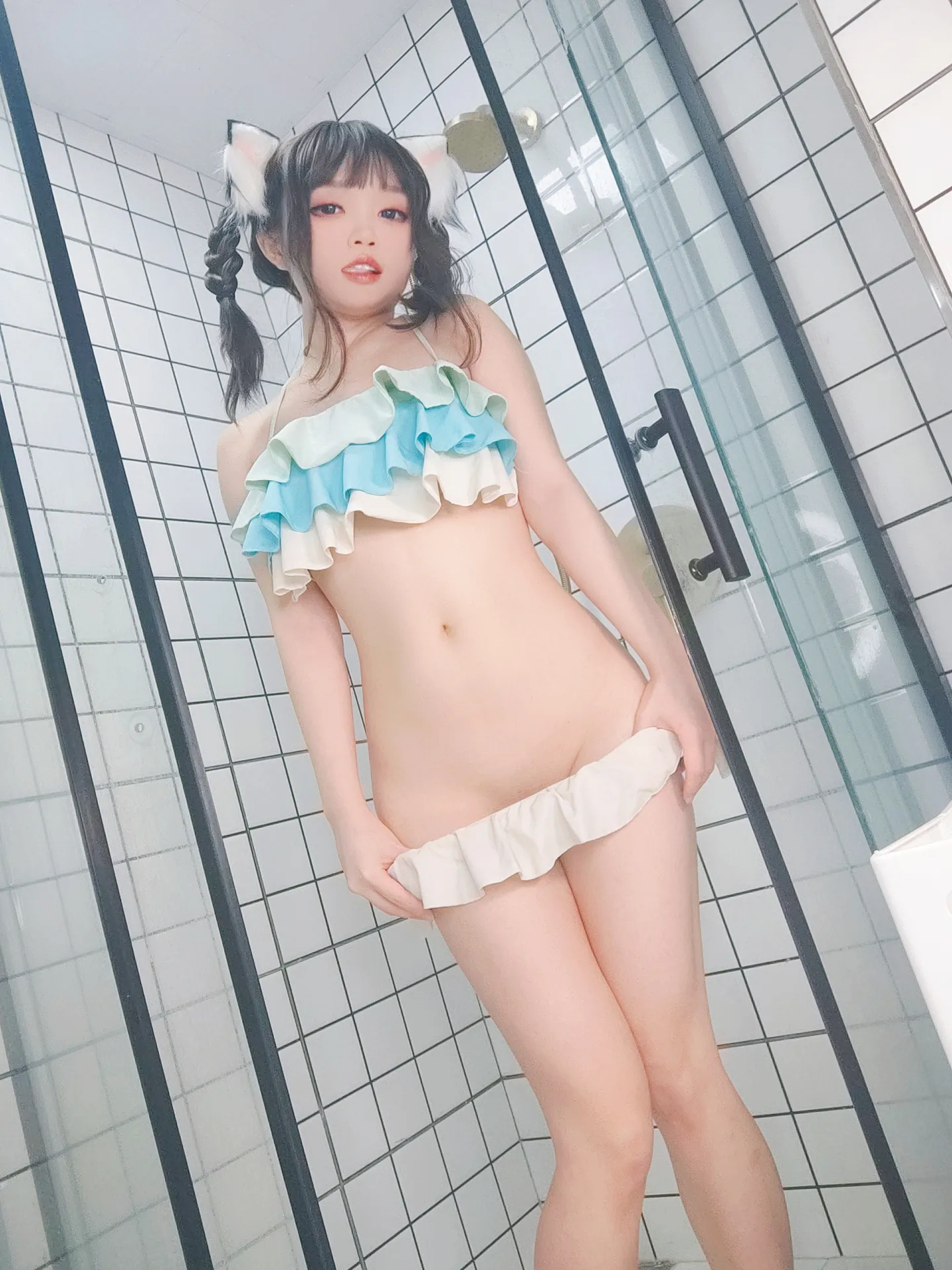 神沢永莉 NO.009 ckt浴室蓝白泳衣辫子 NO.0000