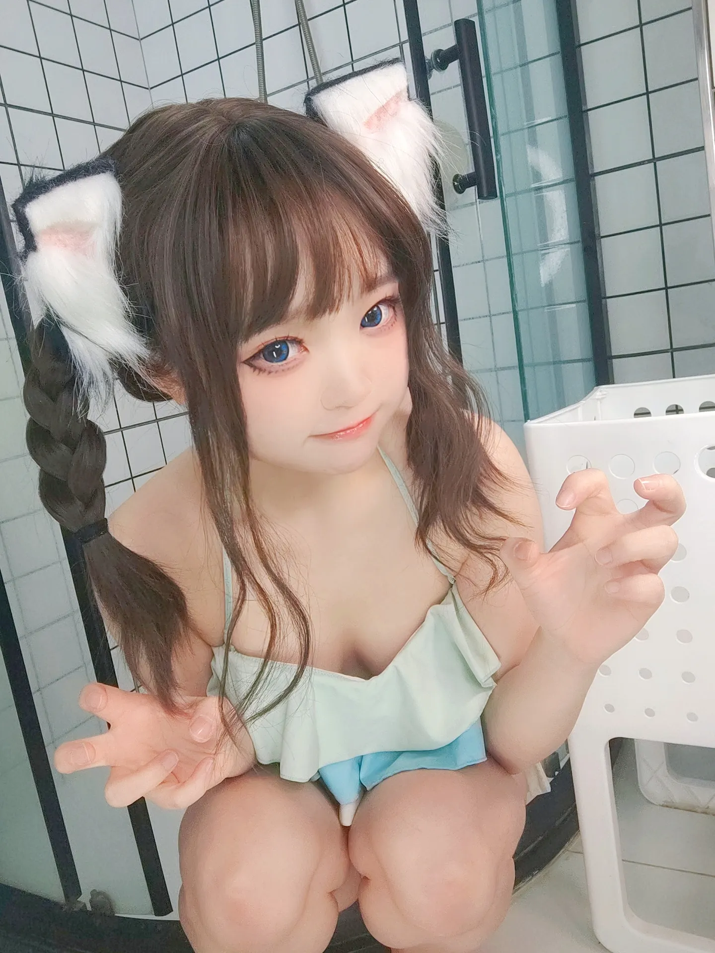 神沢永莉 NO.009 ckt浴室蓝白泳衣辫子 NO.0000