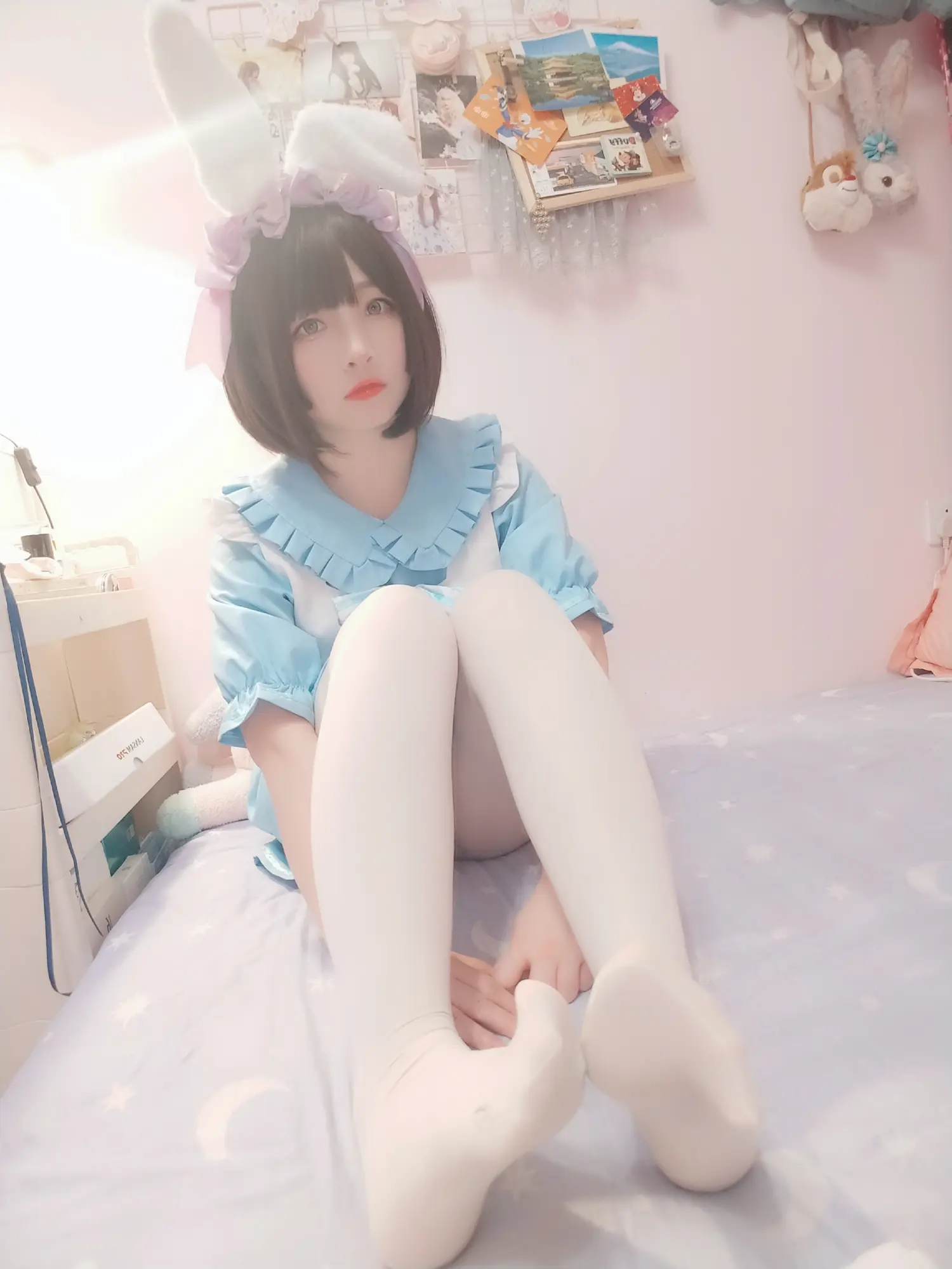 古川kagura NO.043 淡蓝连衣裙白丝女仆 NO.0000