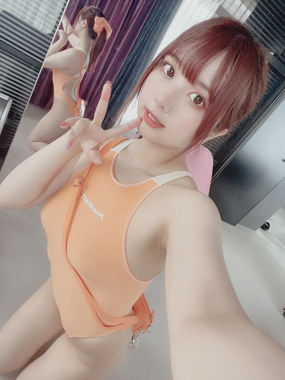Tomiko NO.012 オレンジの競泳水着 NO.0000