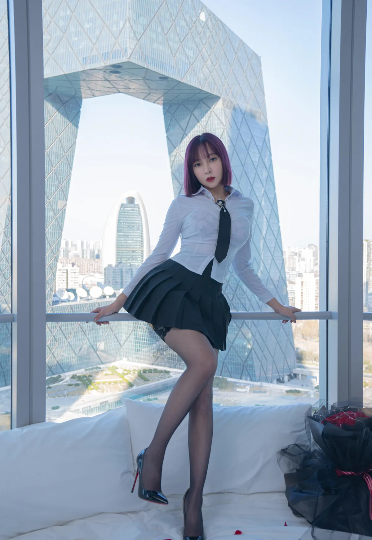 果儿Victoria NO.013 粉色内衣吊带袜 NO.0000
