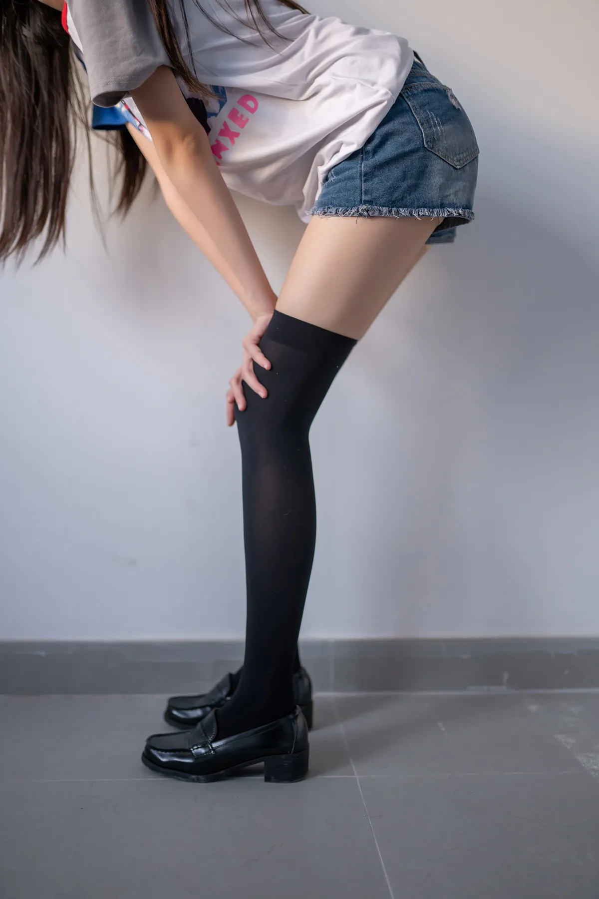 桥本有奈 NO.015 超短牛仔黑色过膝袜 NO.0000