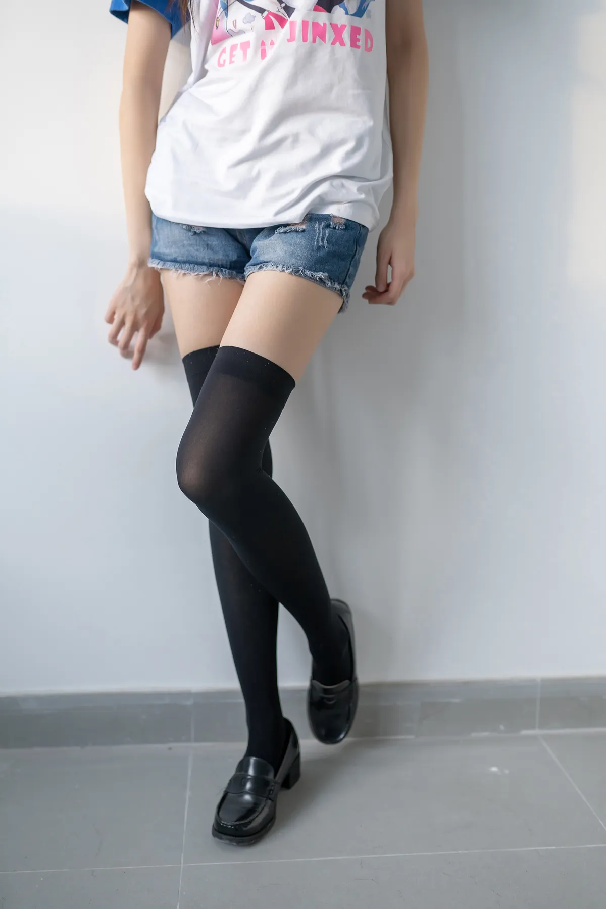 桥本有奈 NO.015 超短牛仔黑色过膝袜 NO.0000