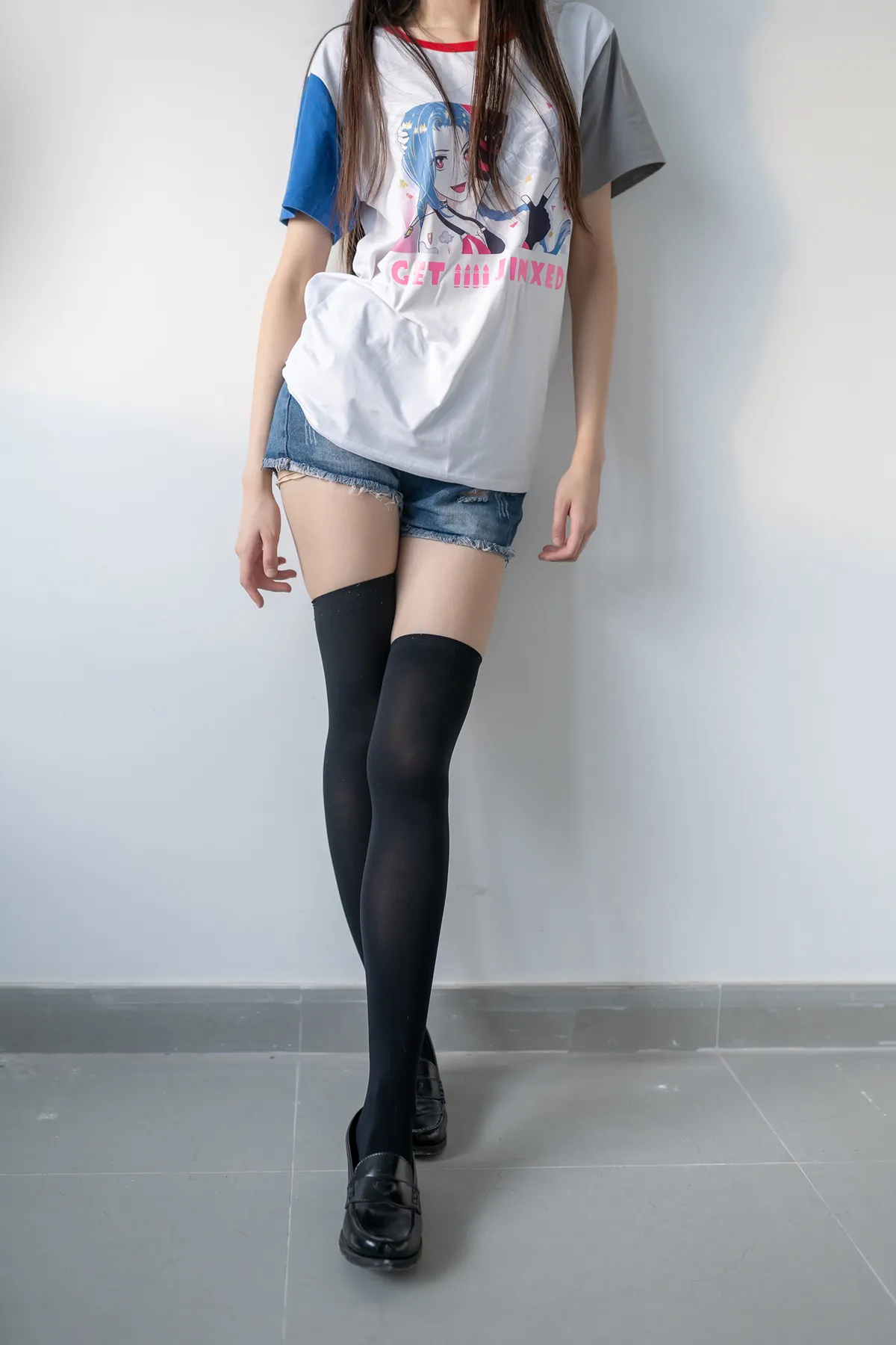 桥本有奈 NO.015 超短牛仔黑色过膝袜 NO.0000