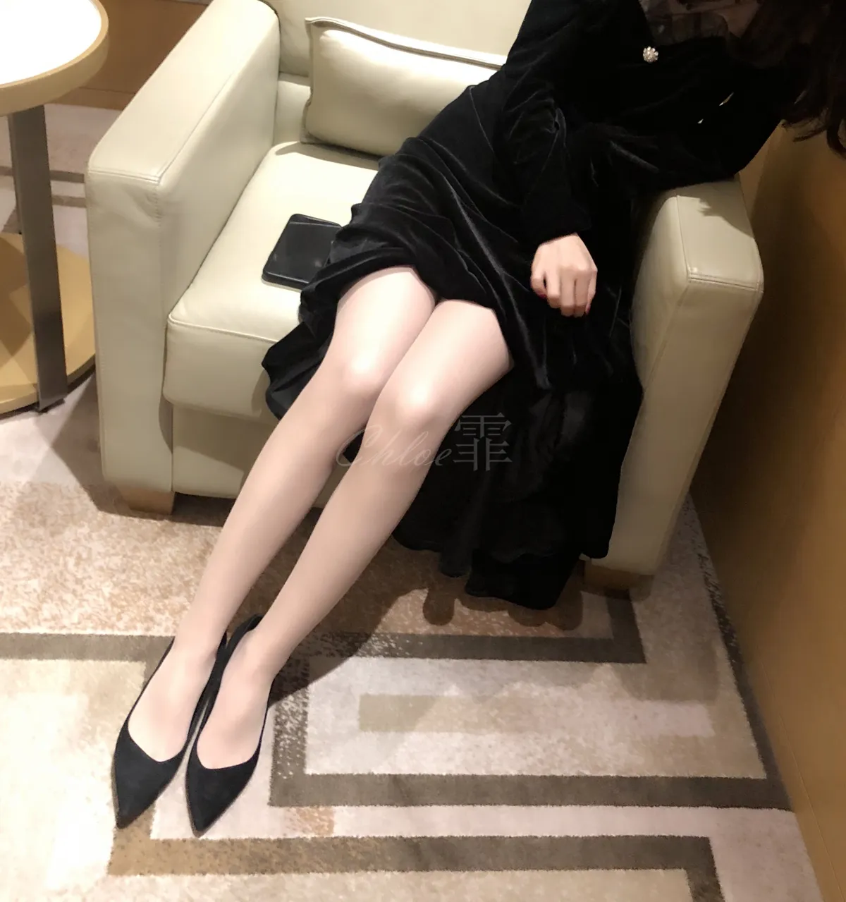 Chloe霏霏 NO.009 知性蕾丝连衣裙肉s黑高跟 NO.0000